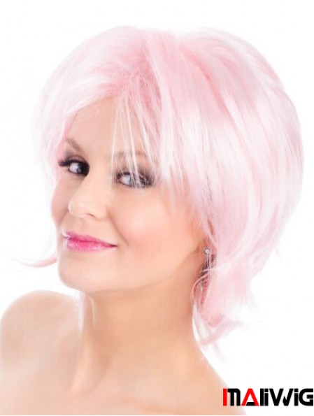 Straight Bobs Pink 8 inch Capless Wig Fashion
