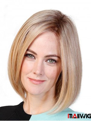 Straight Bobs Blonde 11 inch Monofilament Cancer Patient Wigs