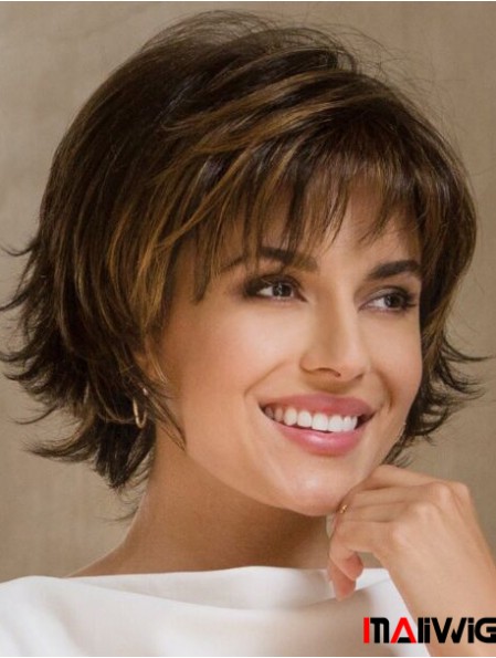 Lightweight Synthetic Bobs Brown Wavy 9 inch Medium Wig
