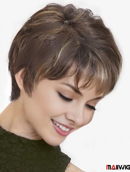 Boycuts Brown Straight 4 inch Lace Wigs