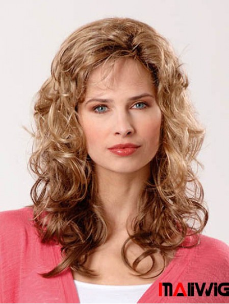 Synthetic Brown Curly 14 inch Capless Layered Long Wigs