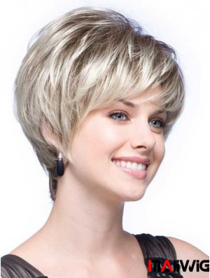 Grey Wigs With Synthetic Short Length Wavy Style