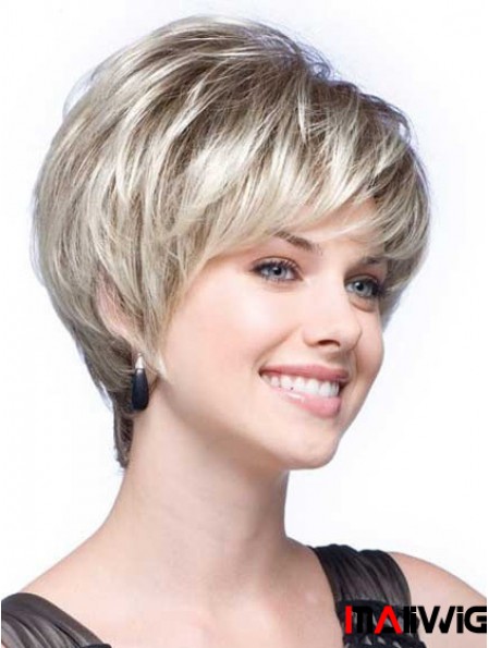 Grey Wigs With Synthetic Short Length Wavy Style
