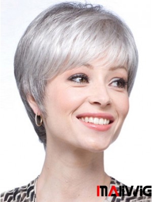 Grey Wigs For Women With Lace Front Grey Cut Short Length