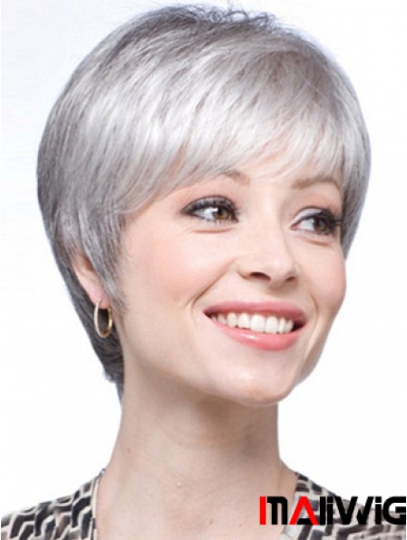 Grey Wigs For Women With Lace Front Grey Cut Short Length