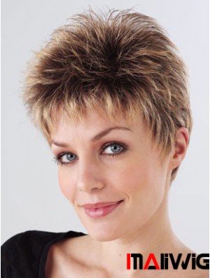 Synthetic Cropped Monofilam Boycuts Hand Tied Mono Petite Wigs