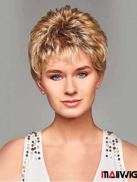 Mono Hair Toppers UK Cropped Length Blonde Color Curly Style Boycuts