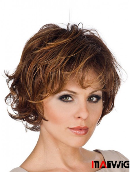 Synthetic Lace Front Wigs Layered Cut Wavy Style Short Length