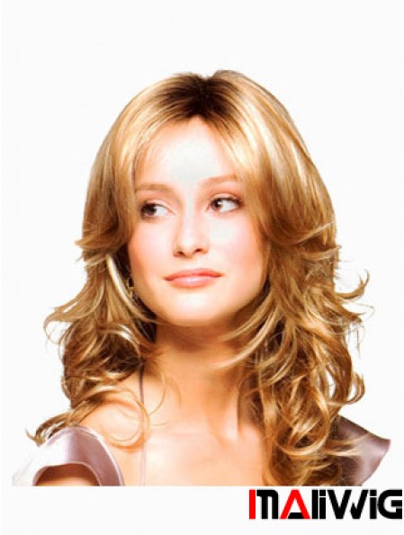 Wavy Layered Long Blonde Discount Lace Front Wigs