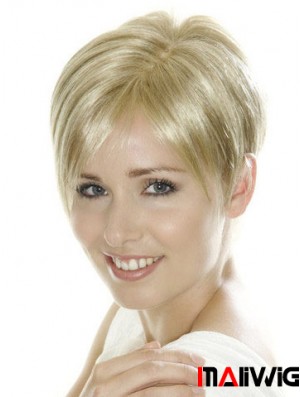 Soft Blonde Cropped Straight Boycuts Lace Front Wigs