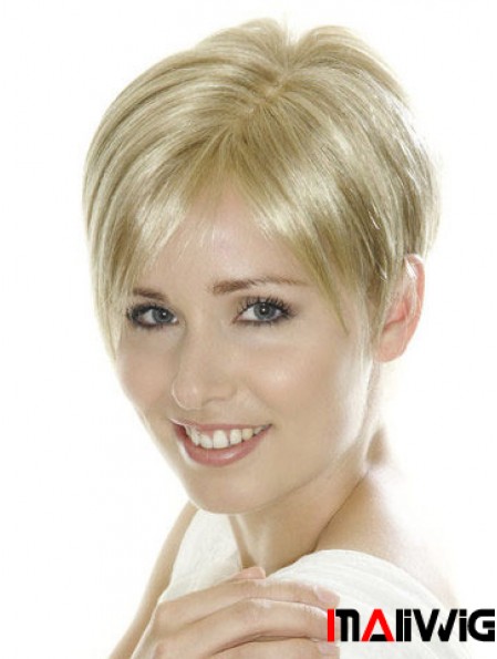 Soft Blonde Cropped Straight Boycuts Lace Front Wigs