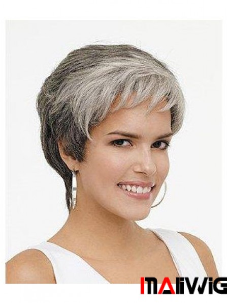 Synthetic Natural Short Wavy Grey Wigs