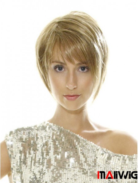 Short Blonde Style 8 inch Straight Bob Wigs