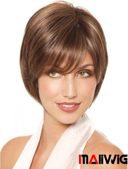 Chin Length Straight Monofilament Brown Fabulous Bob Wigs