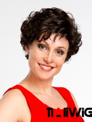 Black 8 inch New Short Wavy Layered Lace Wigs