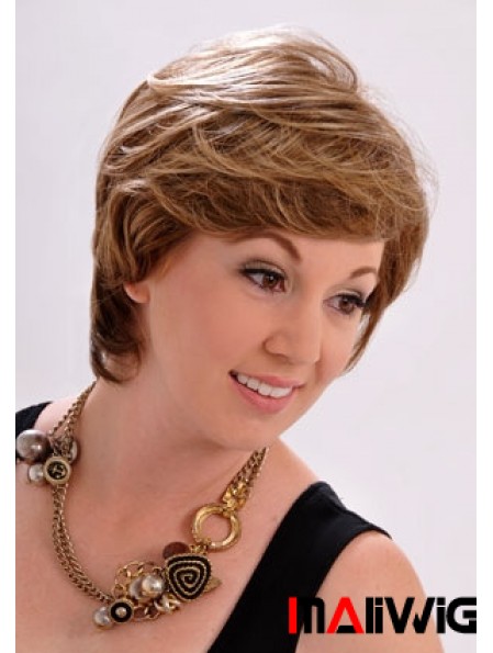 10 inch Stylish Straight With Bangs Brown Short Wigs