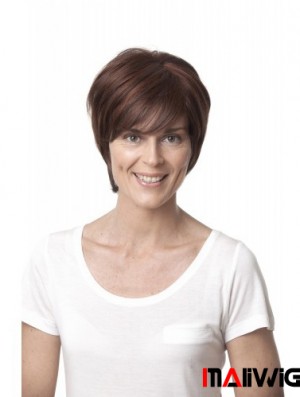 Auburn 10 inch Suitable Chin Length Straight Layered Lace Wigs