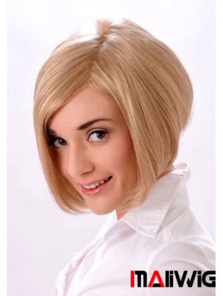 Chin Length Straight Monofilament Blonde Style Bob Wigs