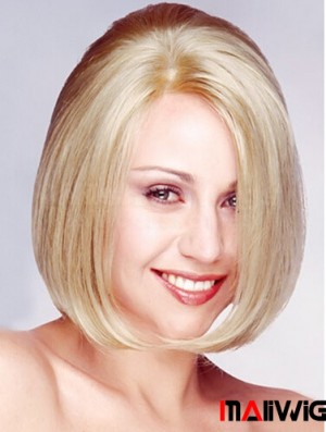 Bobs Chin Length Straight Blonde 11 inch No-Fuss Monofilament Wigs
