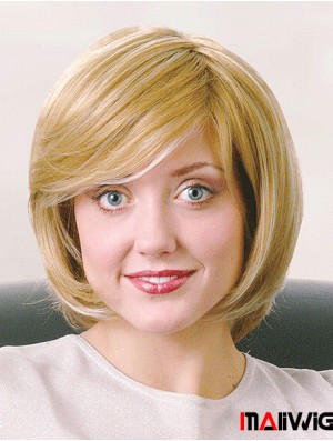Bobs Chin Length Straight Blonde 12 inch Good Monofilament Wigs
