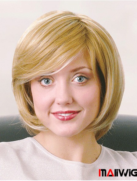 Bobs Chin Length Straight Blonde 12 inch Good Monofilament Wigs