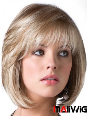 Canada Blonde Bob Wig With Fringe Chin Length Straight Style