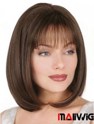 Straight Bob Wig Chin Length Brown Color Bobs Cut With Capless