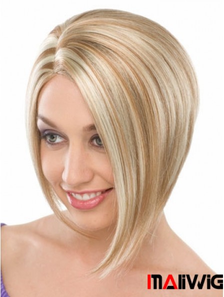 Capless Chin Length Straight Blonde Fashionable Bob Wigs