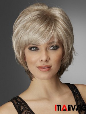 Wavy Chin Length Blonde 10 inch Monofilament Exquisite Bob Wigs