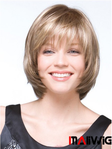 Capless Chin Length Straight Blonde Discount Bob Wigs