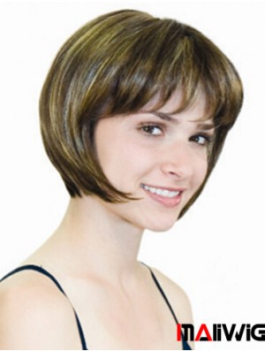 Straight Chin Length Blonde 10 inch Monofilament Convenient Bob Wigs