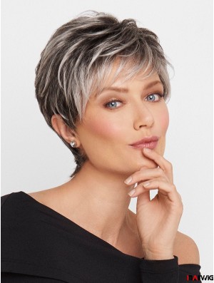 Grey Wavy Cropped 5 inch Grey Wigs For Women