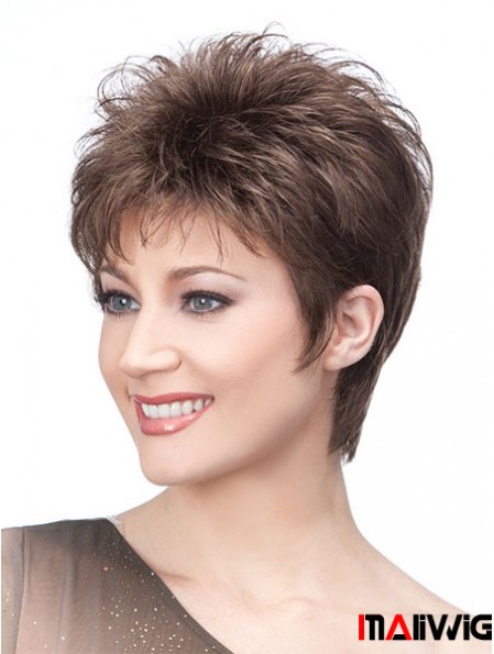 Beautiful Browns Wigs With Capless Cropped Length Straight Style