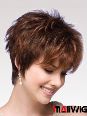 Auburn Wig Boycuts Auburn Color Short Length Wavy Style