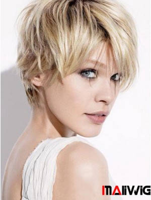 Short Blonde Wigs With Capless Straight Style Boycuts