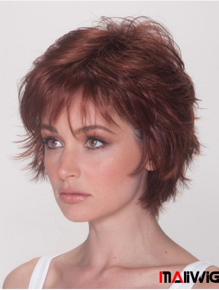 Best Wigs With Synthetic Capless Auburn Color Straight Style