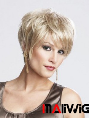 8 inch Sassy Straight Layered Blonde Short Wigs