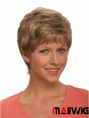 Boycuts Wavy Brown Capless Incredible Short Wigs