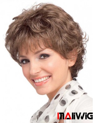 Modern Auburn Short Wavy Layered Human Hair Wigs