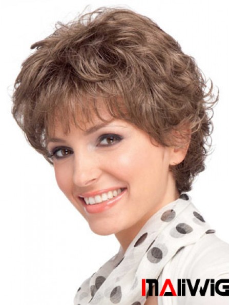 Modern Auburn Short Wavy Layered Human Hair Wigs
