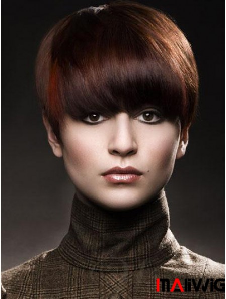 Boycuts Straight Auburn Capless High Quality Short Wigs