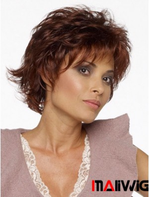 Layered Wavy Auburn Capless Natural Short Wigs