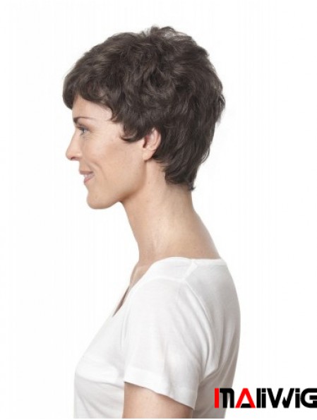 8 inch Ideal Curly Layered Brown Short Wigs