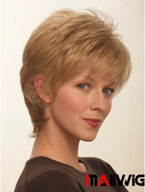 Layered Straight Blonde Capless Suitable Short Wigs