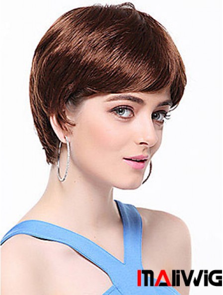 Boycuts Straight Auburn Capless Top Short Wigs