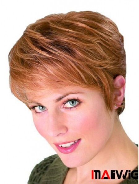 Straight Boycuts Cropped Perfect Auburn Synthetic Wigs