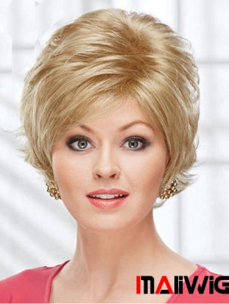 8 inch Beautiful Wavy Layered Blonde Short Wigs