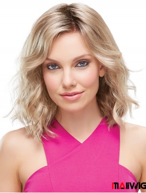 Front Lace Wigs UK Shoulder Length Blonde Color Layered Cut