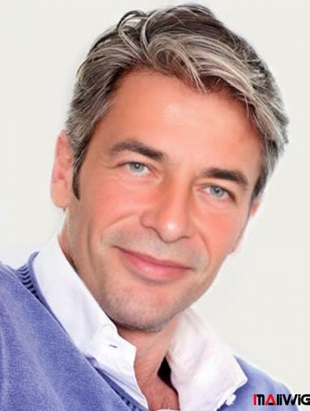 Monofilam Straight Synthetic Short Grey Wigs For Men Monofilam Straight Synthetic Short Grey Wigs For Men