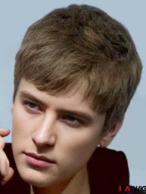 Brown Synthetic Capless Short Straight Wigs For Black Men